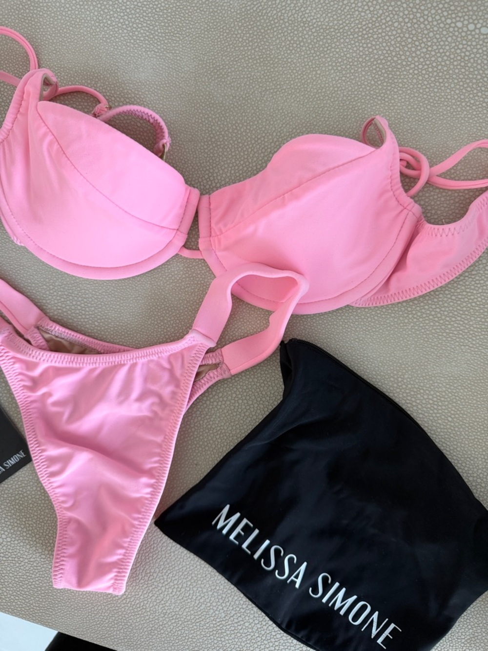 Pink Bikini Top & Bottom - Structured Swim Bikini, Melissa Simone